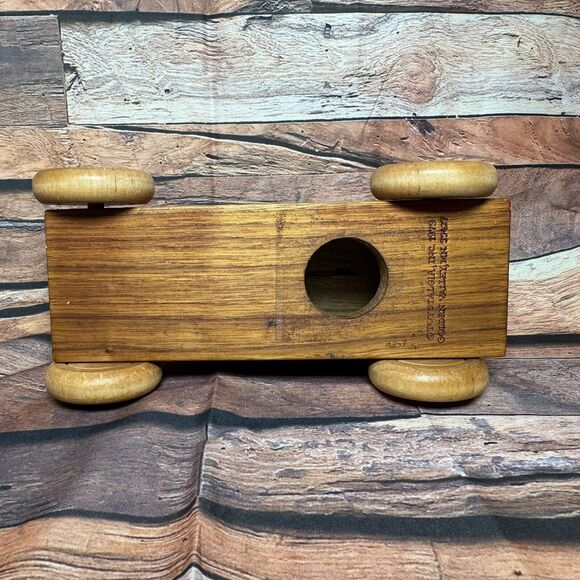 Vtg 1979 Toystalgia Rolling Wooden Coin Bank Toy Chain Link Fence Manufacturers - Picture 7 of 10